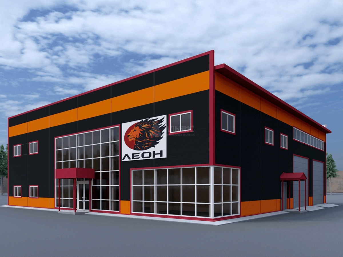 3D визуализация СТО с АБК из сэндвич-панелей - фото 2