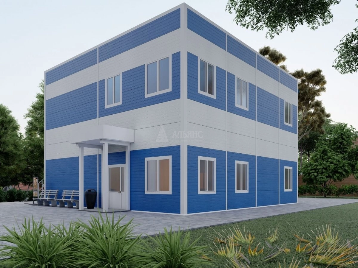 3D визуализация Офисное здание из сэндвич-панелей - фото 3