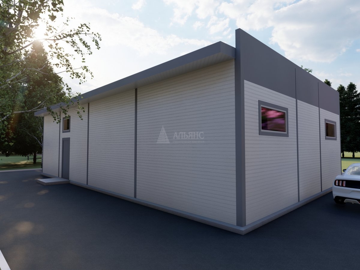 3D визуализация Автосервис-магазин из сэндвич-панелей - фото 3