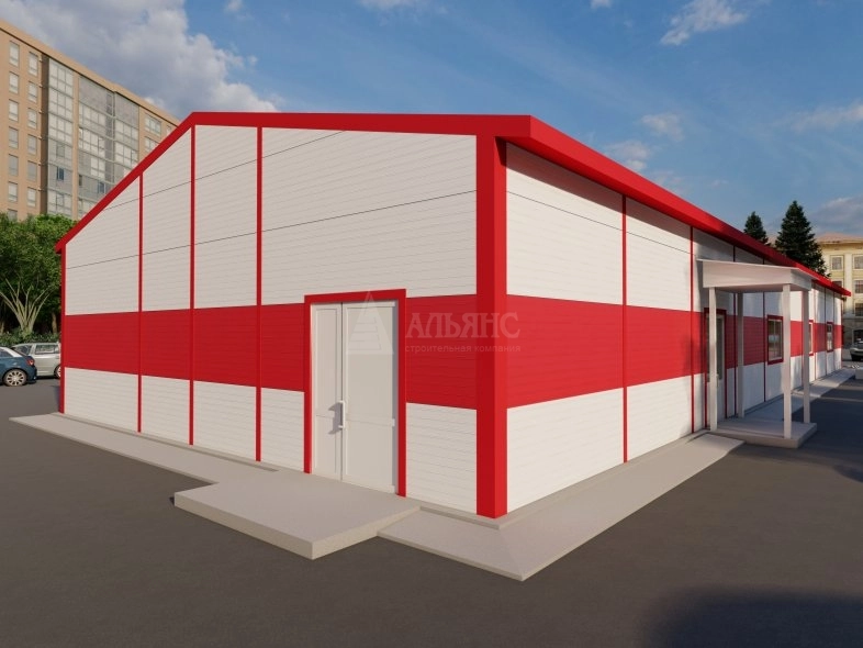 3D визуализация Магазин из сэндвич-панелей - фото 1